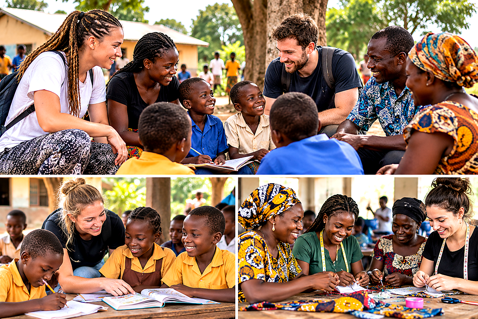 Volunteers supporting children